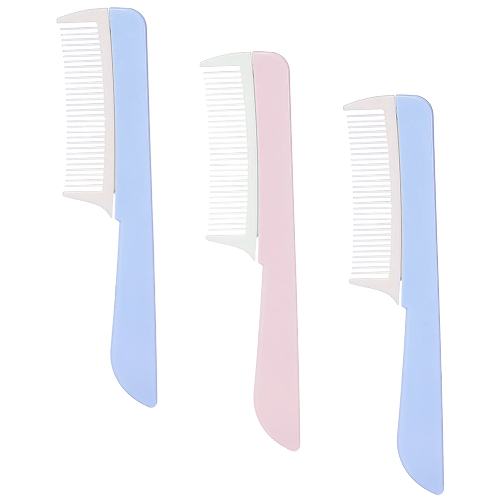 

3Pcs Hair Wide Teeth Comb Thickened Portable Styling Tool for All Hair Types Men Women Durable ABS Material Detangling