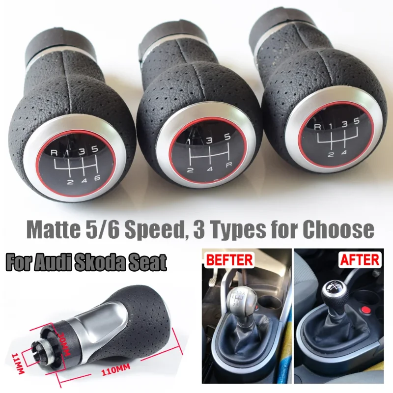 Car Gear Shift Knob For Audi A4 B6 B7 B8 A6 S4 8K A5 8T Q5 8R S Line Ibiza 6J Passat Golf 12mm 5/6 Speeds