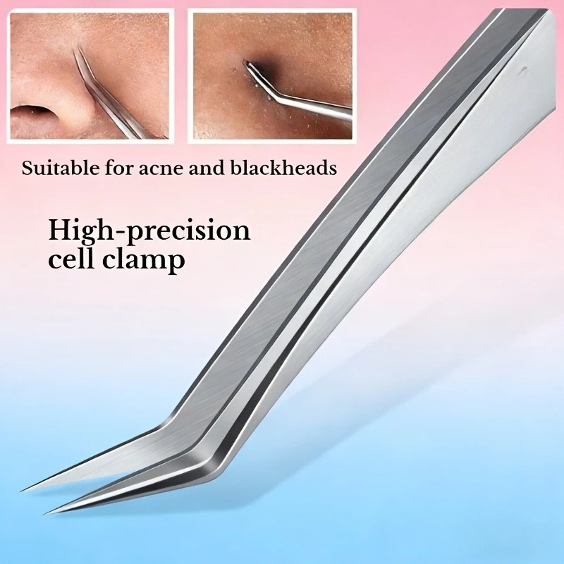 1/2/3pcs Professional Stainless Steel Tweezer Set Blackhead Removal Tool for Facial Blemish Cleansing,Precision Pimple Extractor