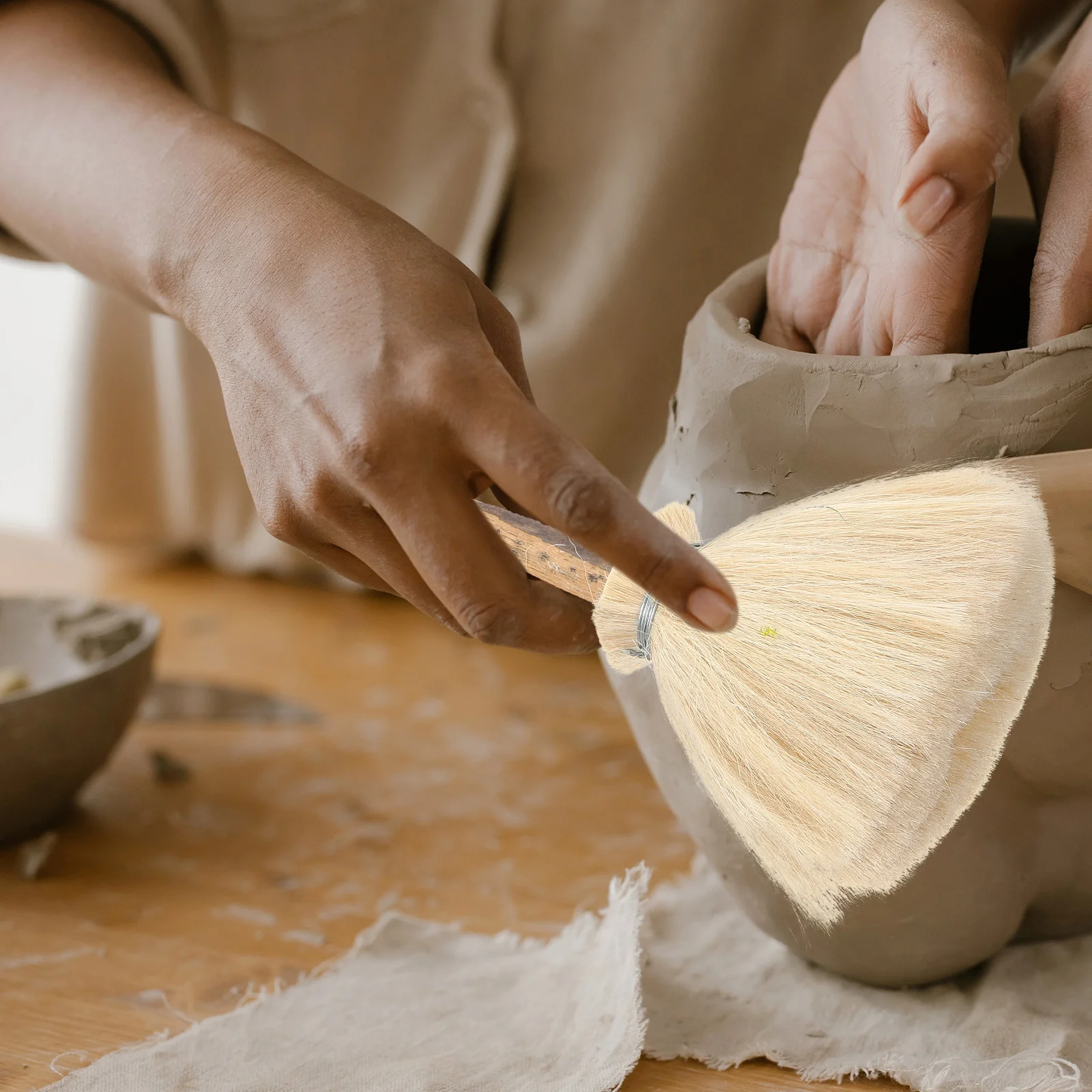 

Pottery Painting Brush Multi-use Clay Cleaning Brush Pen Big Head Pottery Brush paint brush Clay Brush