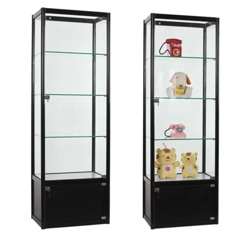 for Glass Display Cabinet Wine Showcase LED Light Stand Titanium Aluminum Alloy Jewelry Display Case Factory Direct Sales