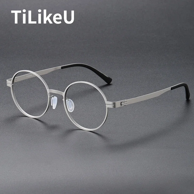 

Pure Titanium Optical Eyeglasses Frames Brand Ultralight German Screwless Eyewear Designer Round Men Women Myopic Glasses Frames