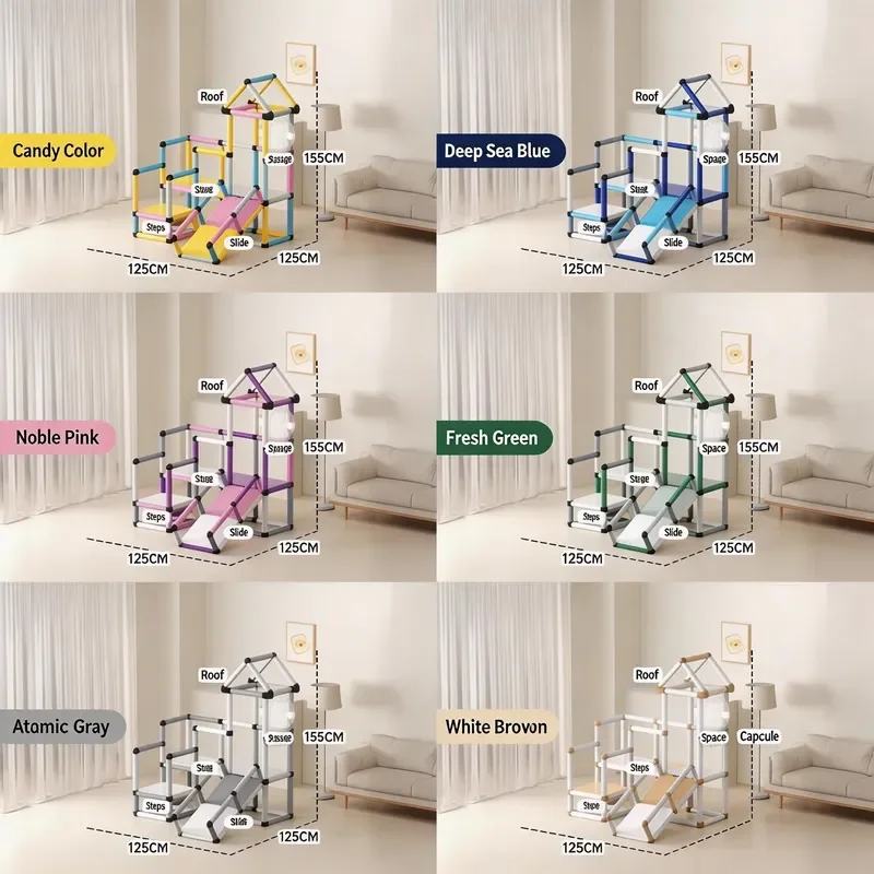 Home Indoor Playground Equipment Educational Climbing Wall With Slide Tube Panel Connectors For Kids