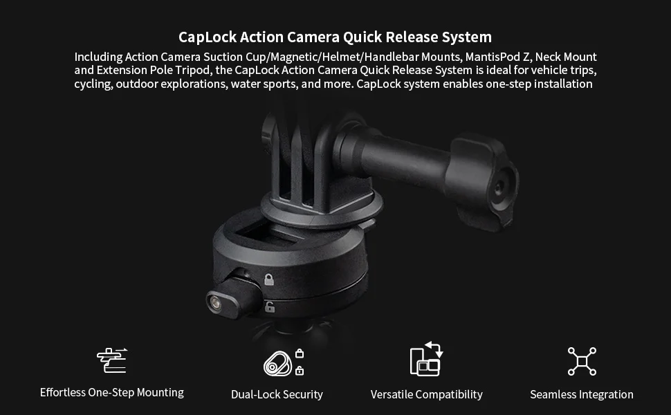 PGYTECH CapLock Saugnapf Autohalterung 360° ° Rotation für DJI OSMO Action POCKET 3 Gopro 12 10 9 mit 1/4 Standardadapter – Detail 2