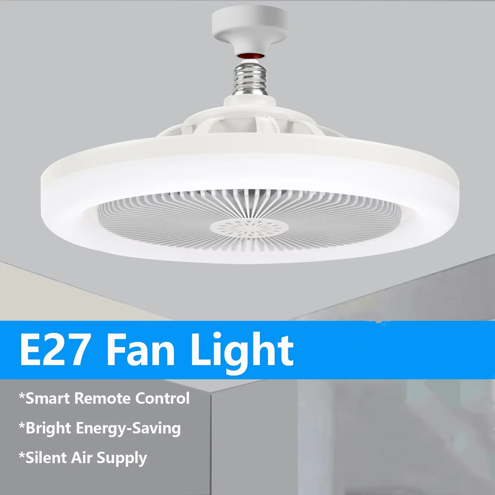 

Светодиодный вентилятор E27, спиральный потолочный светильник, потолочный светильник для дома и кухни, светильник с дистанционным управлением, вентилятор, энергосберегающий светильник с ароматерапией