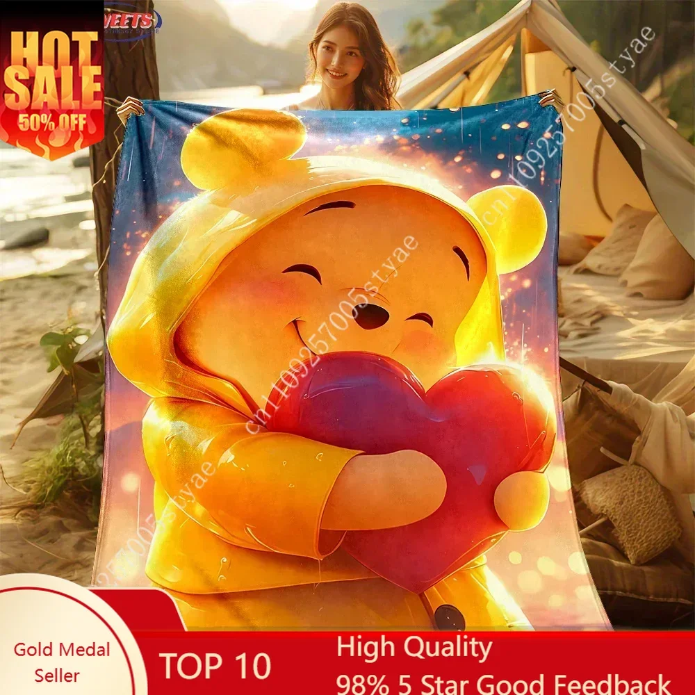 

Winnie The Pooh Blankets Disney Cartoon Plush Blanket Soft Indoor Decoration Child Holiday Party Boy Girl Gift Custom Wearable