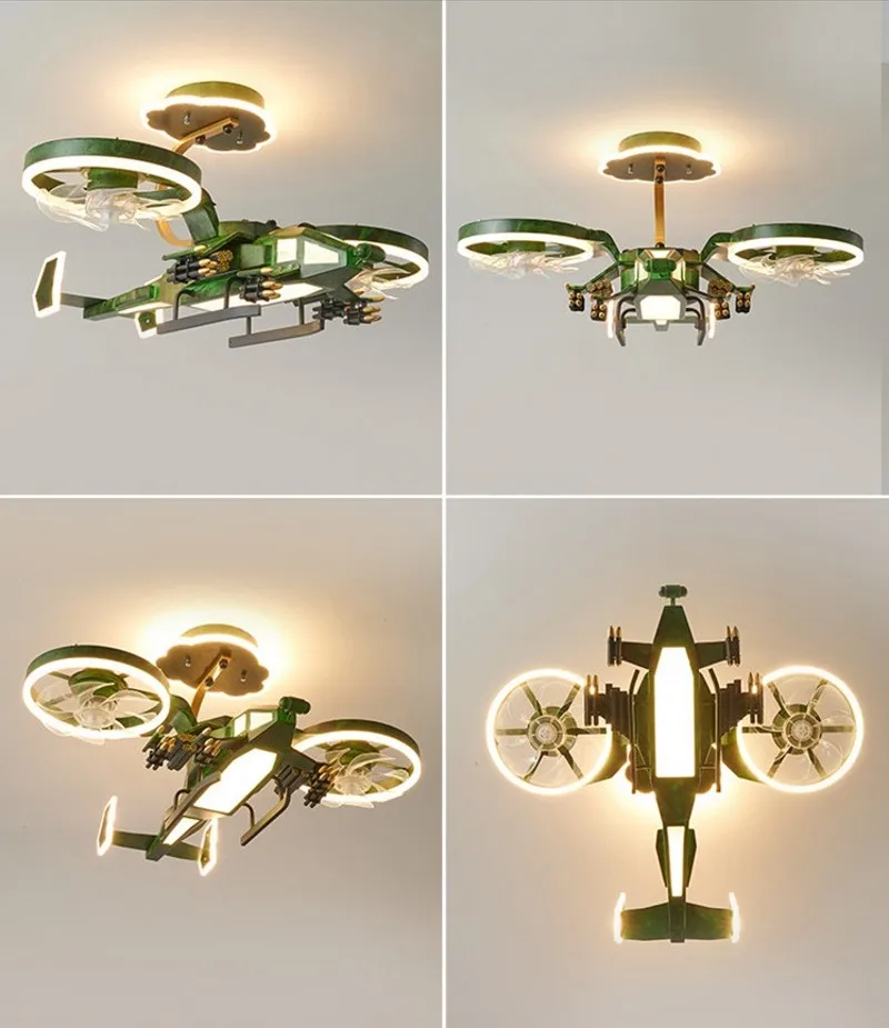 Imagem -06 - Plane Chandelier Teto Fan sem Lâminas Helicóptero Teto Fan Lamp com Luzes Lâmpadas Led Decorativas para Quarto