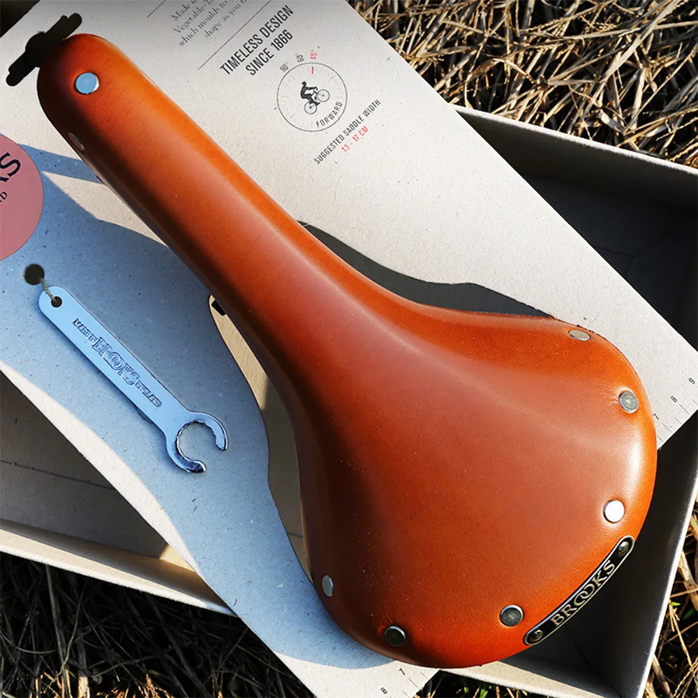 Brooks B15 Leather Vintage Bike Saddle, Comfortable Genuine Leather Cycling Seat for MTB, Road & Touring Bikes
