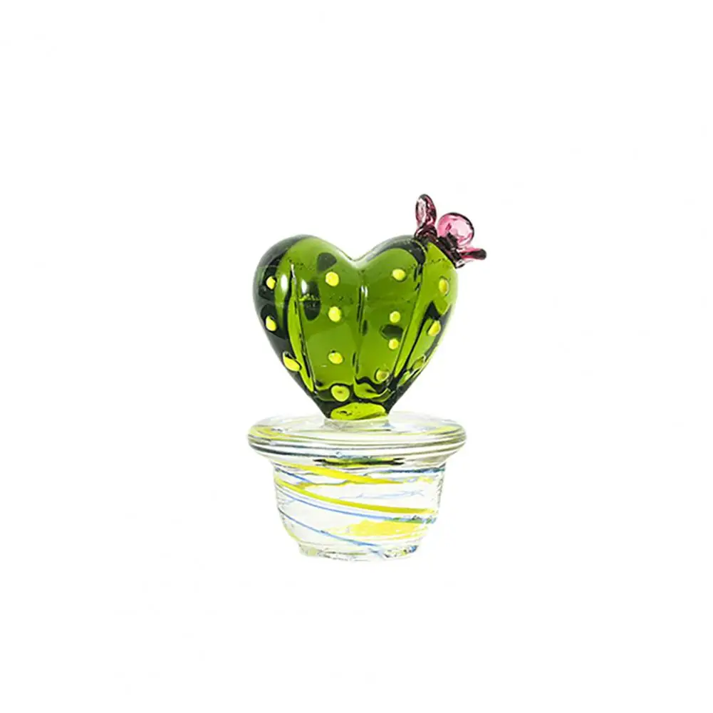 Handmade Murano Glass Cactus Figurines Ornaments Desktop Craft Adornment Creative Colorful Cute Miniature Plant For Home Decor