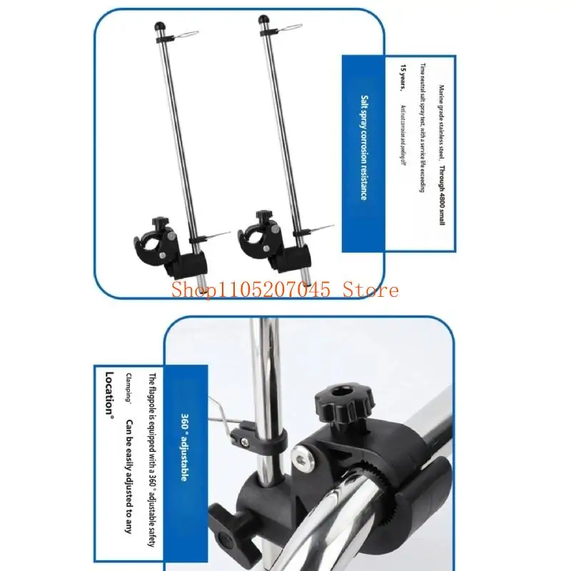 37cd Marine Mount Boat Flag Poles Stainless Steel With Anti Winding Feature And Easy Installation