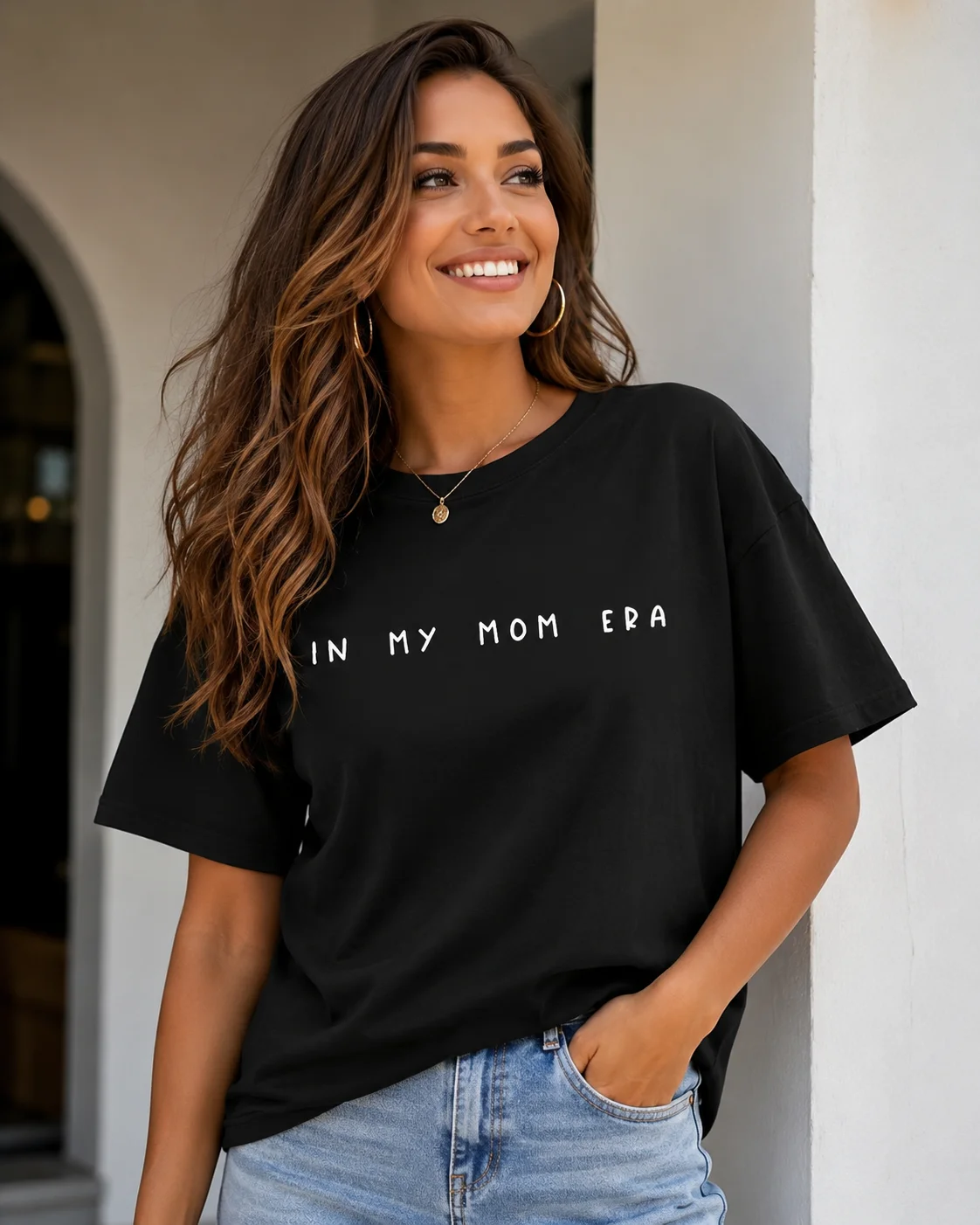Female Pattern Printed T-shirt Fashionable and Casual Round Neck Short Sleeved Seasonal Family Souvenir Clothing