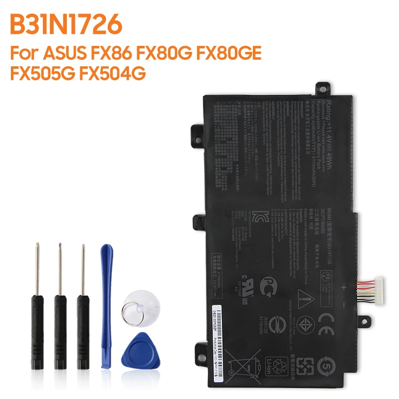 

Replacement Battery B31N1726 For ASUS FX86 FX80G FX80GE/GD8750 FX505 FX505GE FX95G FX80 FX505G FX504G FX86FM TUF 4240mAh