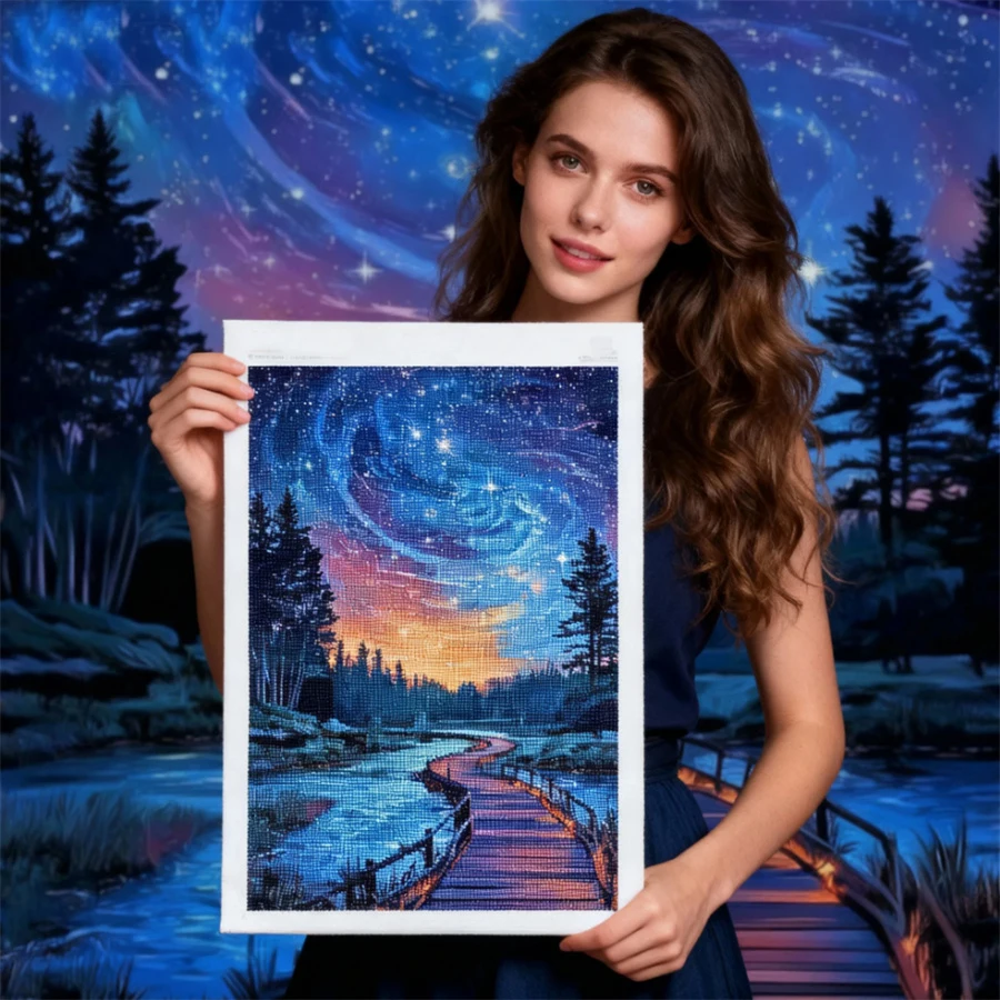 

2026 New style DIY Cross-stitch Starry Sky Cross Kits DIY Cotton Thread Embroidery Kit Landscape Cross-Stitch