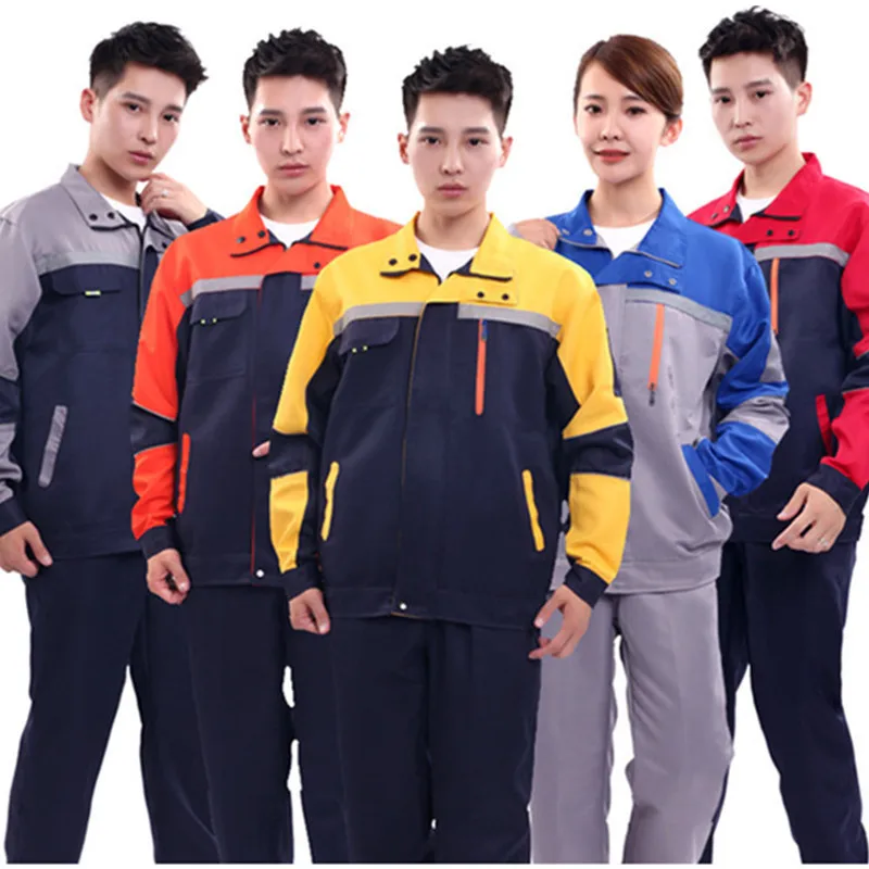 Mens And Womens Work Uniform Set Construction Site Wear Resistant Workwear Labor Protection Clothing Cotton Polyester Blend