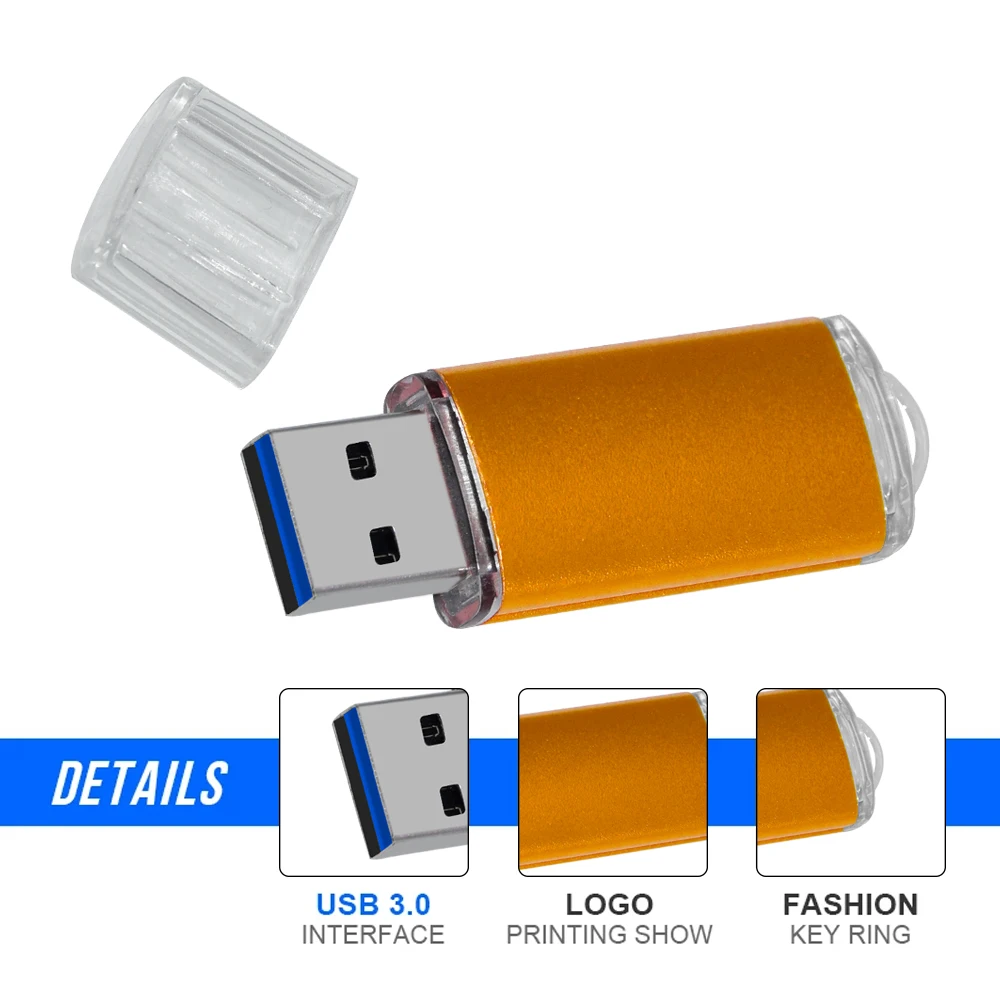 High Speed USB 3.0 Flash Drive, Pendrive, Logotipo personalizado grátis, Memory Stick, 8GB, 16GB, 32GB, 64GB, 128GB, 10Pcs, Lote