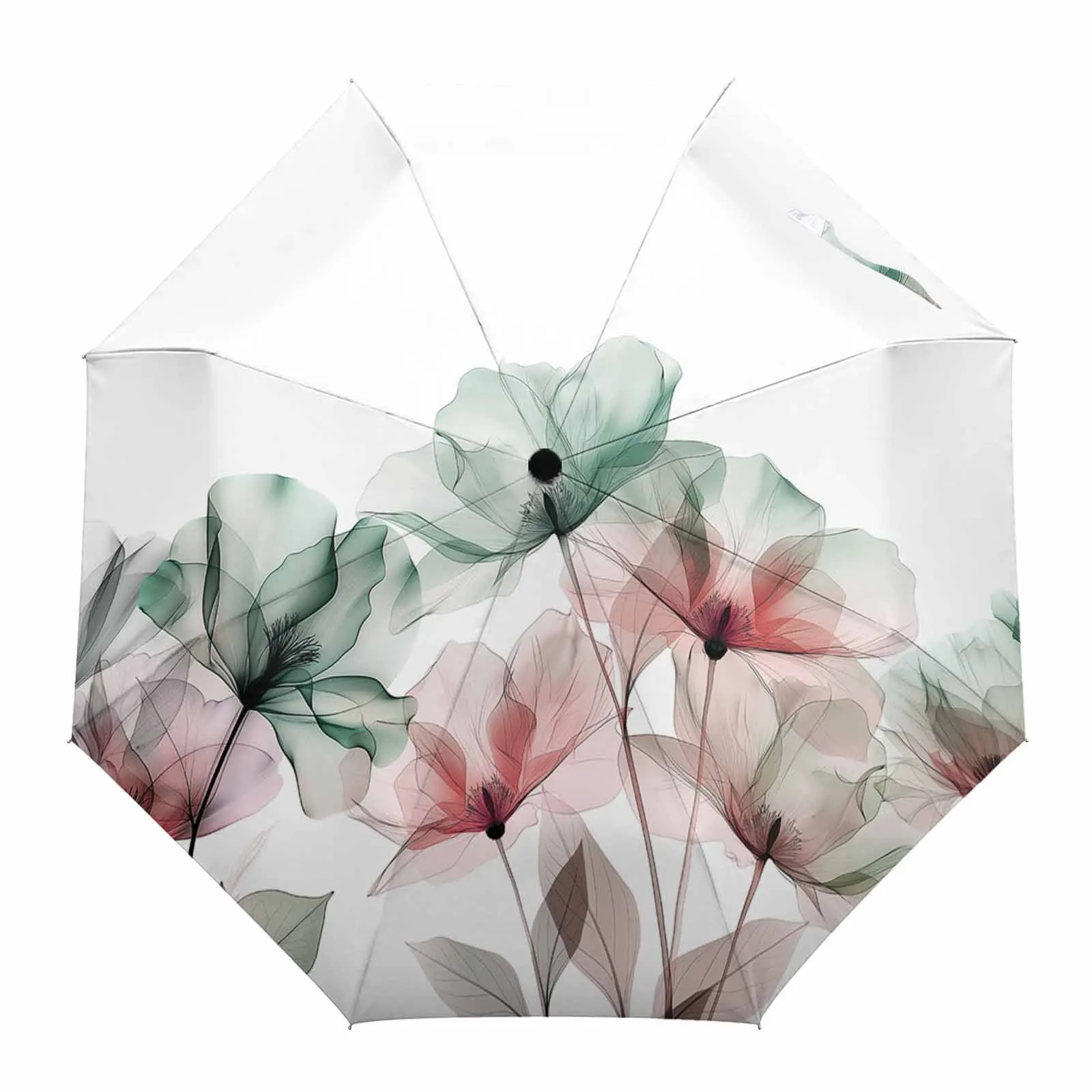 

Автоматический складной зонт в цветочек, стильный водонепроницаемый дорожный портативный зонтик с защитой от ветра