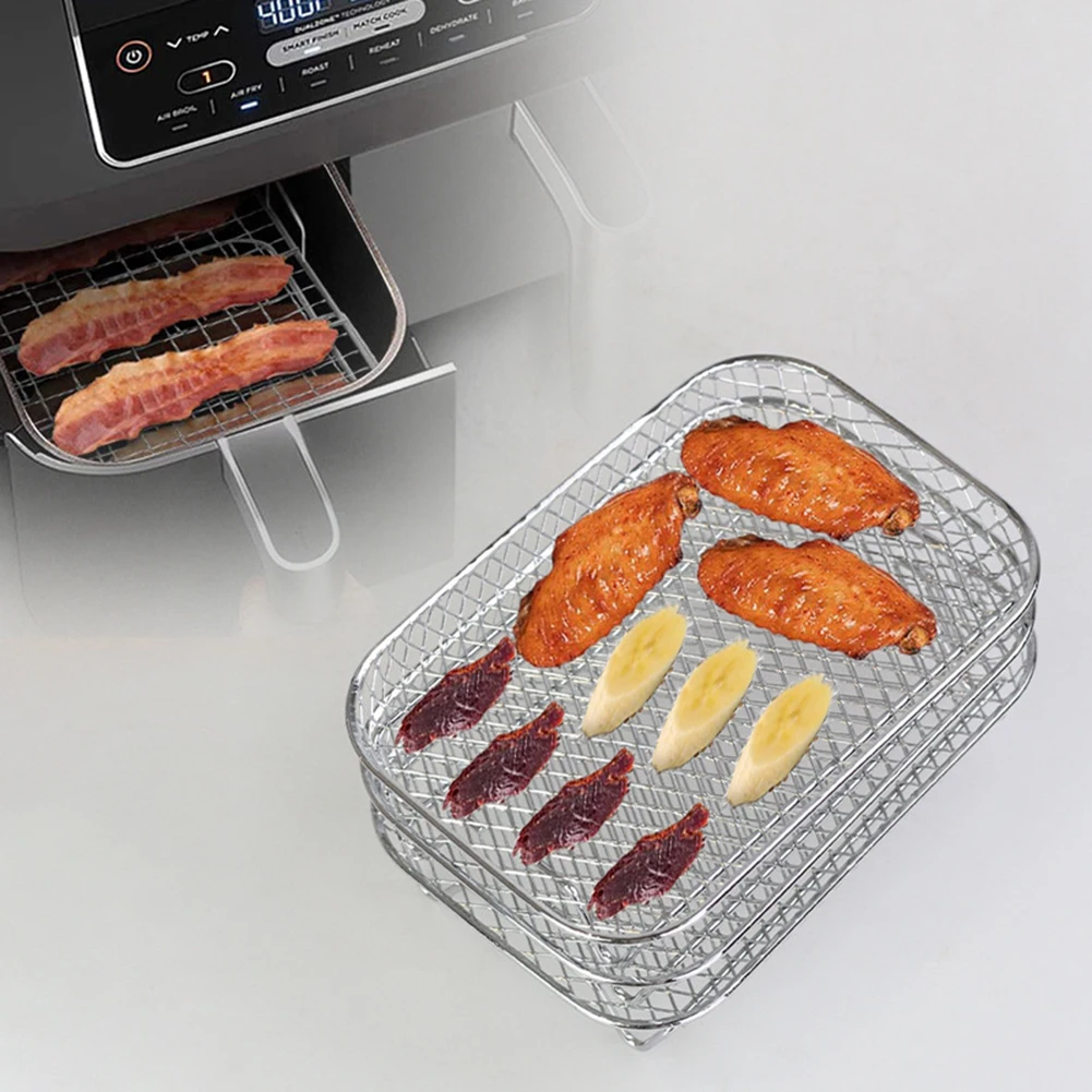 13 Piece Air Fryer Rack with Multi Tier Design Silicone Feet for Stability Brush and Folder for Convenient Cooking