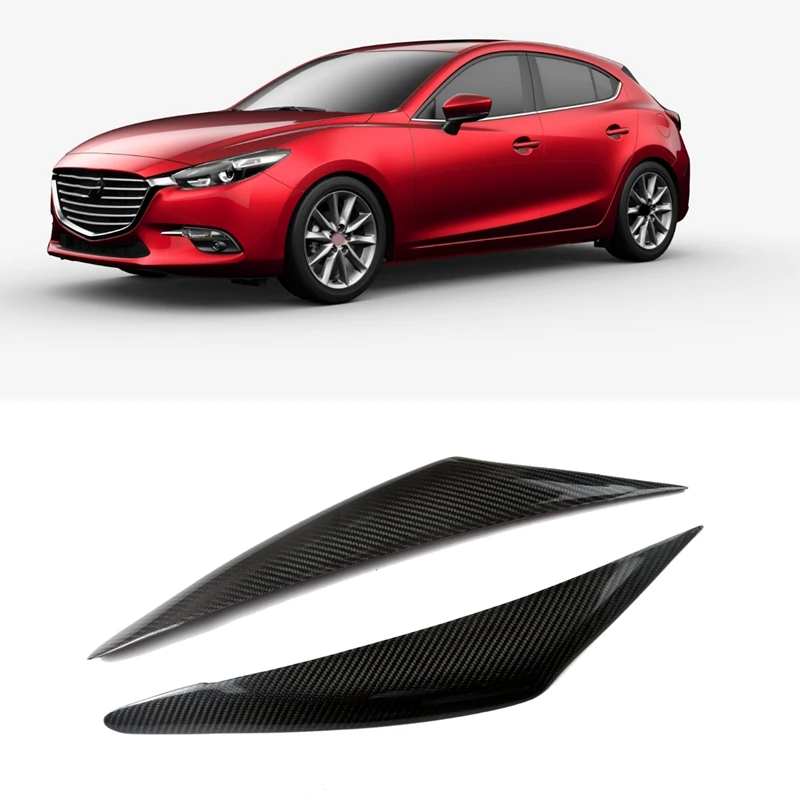 

Real Carbon Fiber Headlight Eyebrows Eyelids Stickers Trim Cover Headlight Lid For Mazda 3 Axela M3 2017 2018 2019