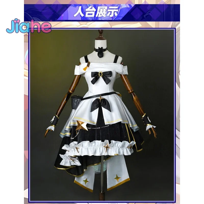Juego Honkai: disfraz de Star Rail Stelle, disfraz de sirvienta para niña, uniforme, accesorios de cola con orejas, accesorios, Halloween, Carnaval, conjunto de Lolita