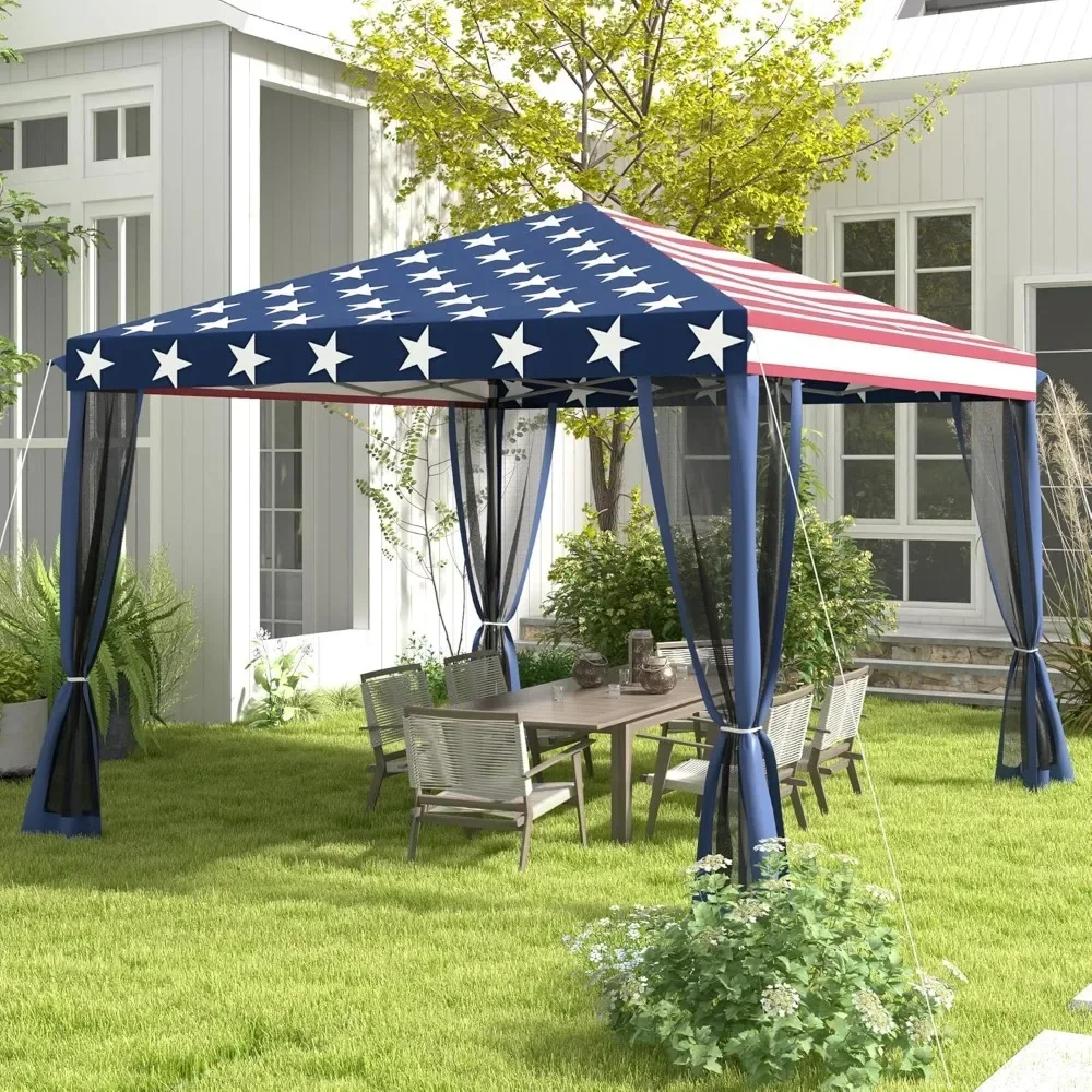 

10' x 10' Up Canopy Tent with Netting, Instant Gazebo, Screen House Room with Carry Bag, Height Adjustable, for Outdoor