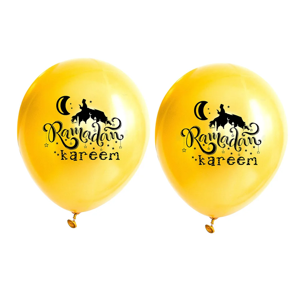 

20 Pcs 12 Inch Balloons Set Eid Ramadan Balloons Black Golden Printing Balloons Decorative Latex Balloons for Party Decoration