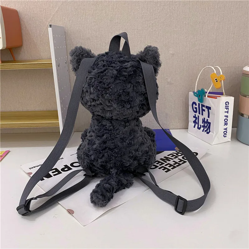 Kawaii Black Cat Plush กระเป๋าเด็กกระเป๋านักเรียนแมวแมวดํากระเป๋าการ์ตูนกระเป๋าเป้สะพายหลัง Little Cat ตุ๊กตากระเป๋าเป้สะพายหลังเด็กของขวัญวันเกิด