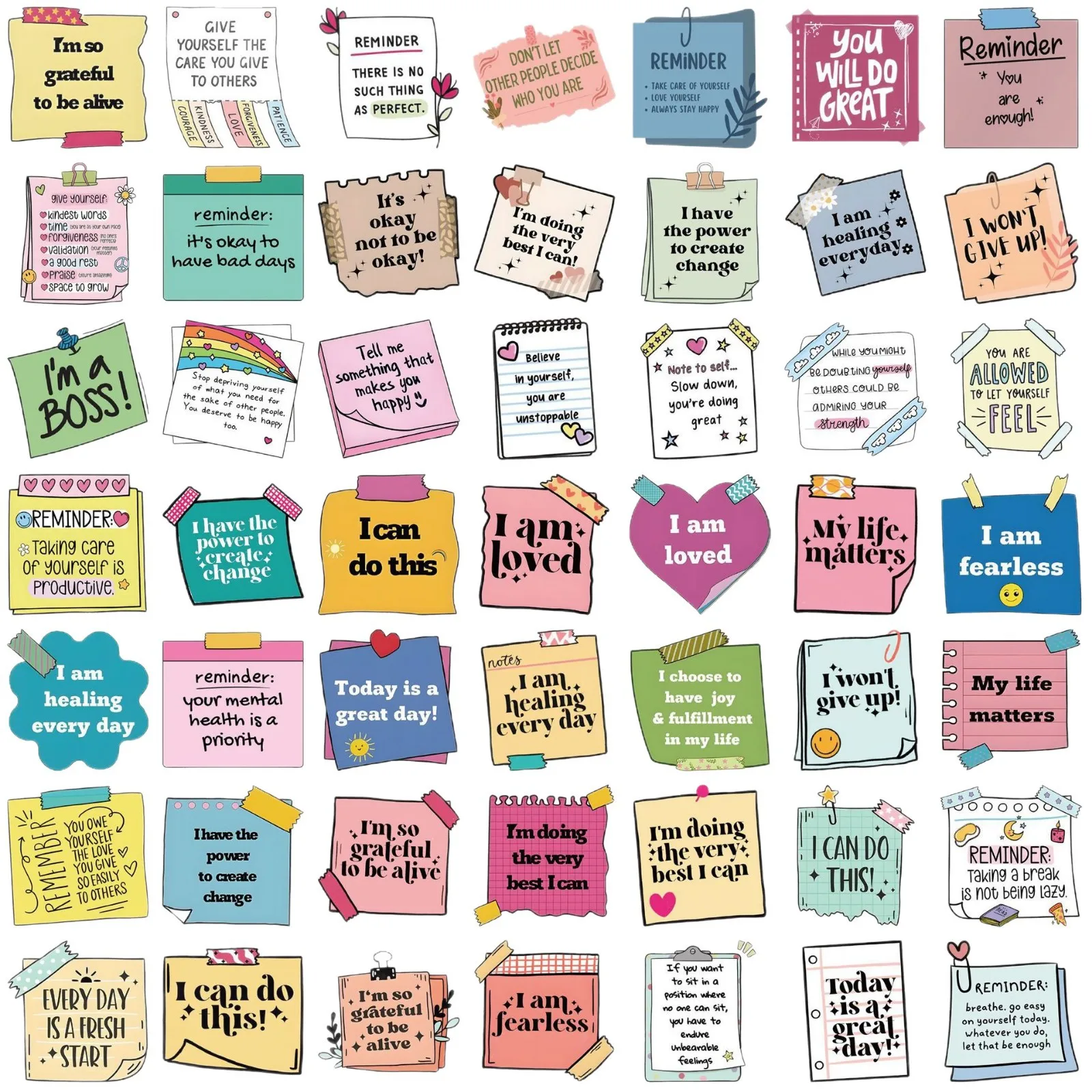 50 autocollants graffiti en PVC imperméables avec slogans encourageants et citations optimistes pour coques de téléphone et ordinateurs portables DIY