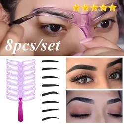 【Hot sales】Eyebrow Stencils, Eyebrow Shaping Kit, Eyebrow Template, 8 Styles Reusable Eyebrow Stencil With Handle