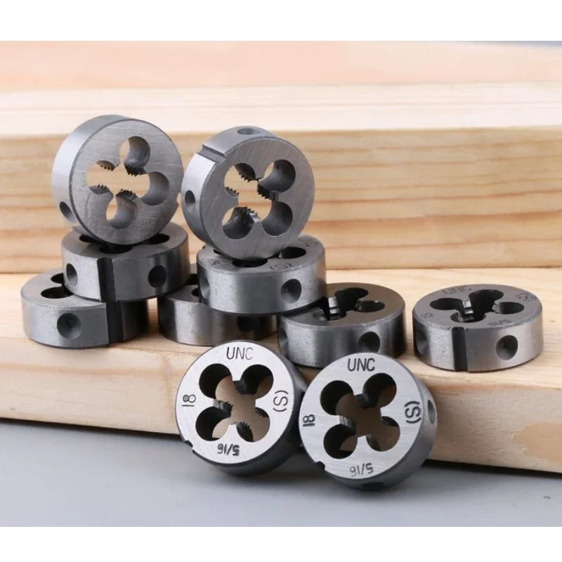 1 قطعة أداة يموت الخيط Unef 1/2 1/4 3/8 5/16 4 # 6 # 8 # 10 #   1/8 3/16 5/32 UNC & BSW اليد الحنفية جولة يموت قطع المسمار يموت آلة التوصيل الحنفية أداة