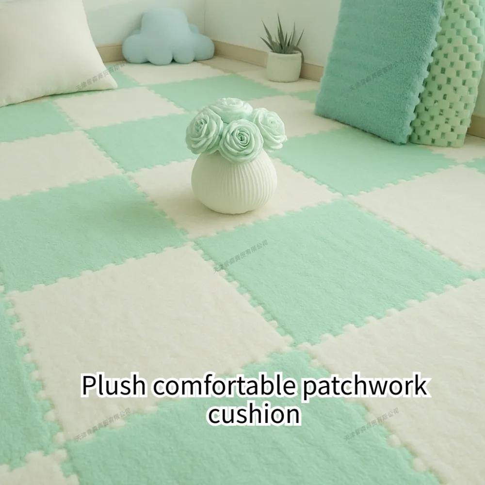 10Pcs Play Mat Baby Squares Puzzle Carpet Plush Interlocking Carpet Tiles Foam Floor Tiles for Play Mat Soft Slip Proof Home