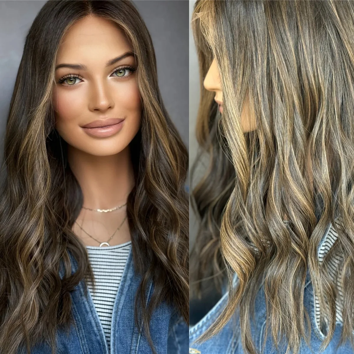 Glueless Wigs Trendy 20 Inches Ombre Caramel Brown Balayage Synthetic Lace Front Wigs Costume Woman Loose Wave High Quality Hair