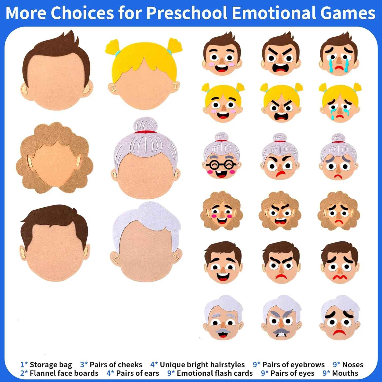 Montessori Social Emotional  Boards Sensory Toys  for Kids & Toddlers, Emotional Learning Activities for Boys  & Girls