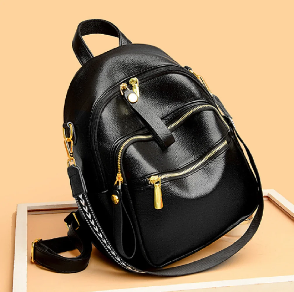 2026 New Korean Women's Large Capacity Travel Shoulder Bags High Quality Soft Leather Backpack Luxury Designer Laptop School Bag