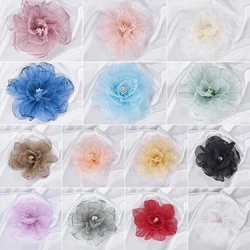 Nieuwe Gebrande Rand Organza Bloem Diy Bruidshoofd Bloem, Polsbloem, Borstbloem, Kleding, Schoenen, Hoeden, Accessoires Bloem
