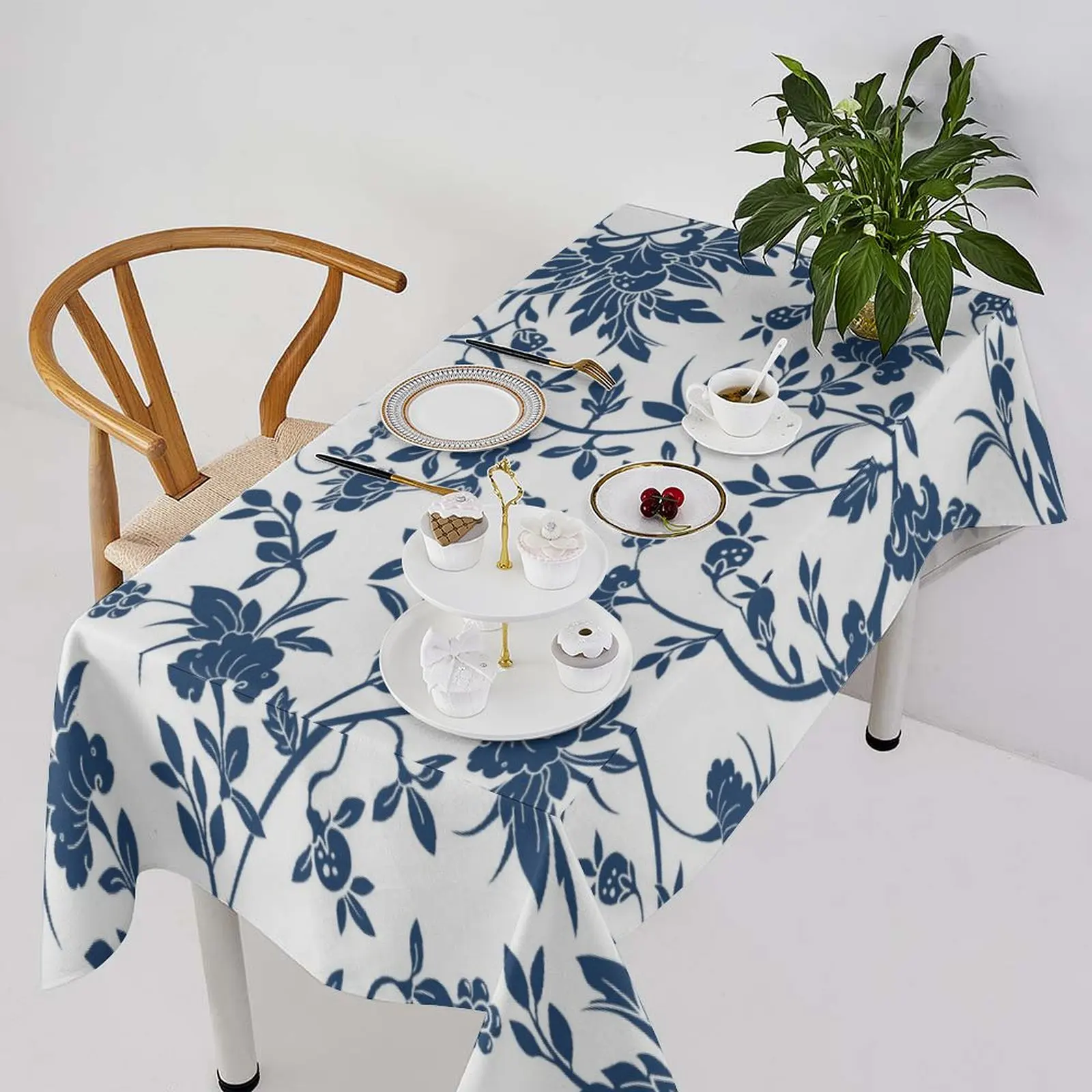 

Waterproof & Durable! Blue - Floral Tablecloth | Multi - Size for Dining/Party/Yard | Protect & Beautify