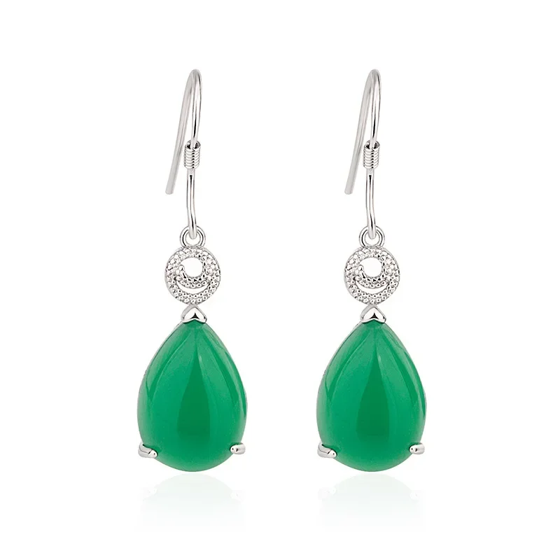 Real S925 Silver color Earring Pure Emerald Gemstone Jewelry for Women Bizuteria 925 Jewelry Kolczyki Orecchini Drop Earrings image 5