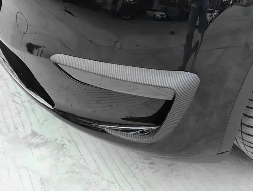 

2X матовый передний бампер из углеродного волокна, канады, разветвители, плавники для Tesla Model Y 20-23