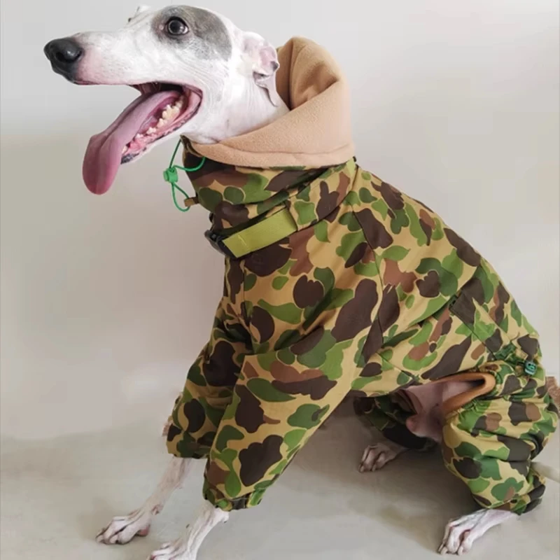 Fashion Super-thick Camouflage Whippet Dog Clothes Winter Turtle Neck Quilted Italian Greyhound Coat Warm Adjustable Dog Jacket