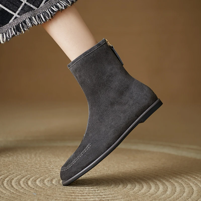 QUTAA Women's Suede Ankle Boots - Casual Winter Short Boot
