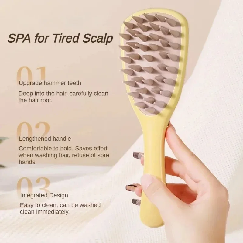 Long Handle Shampoo Brush Silicone Scalp Massage Comb Hair Washing Brush Head Massager Bath Brush Body Scrubber Hair Accessories
