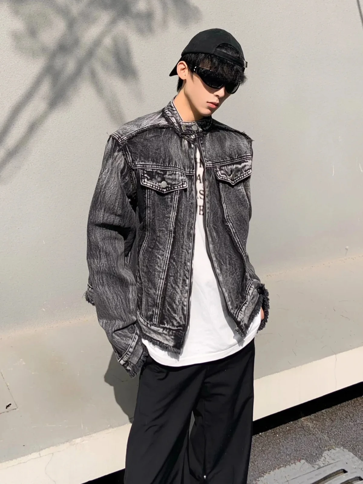 

Мужская джинсовая куртка Waed Heavy Du с подкладкой, свободная посадка, мотоциклетная куртка для осеннего сезона, молодежная мода