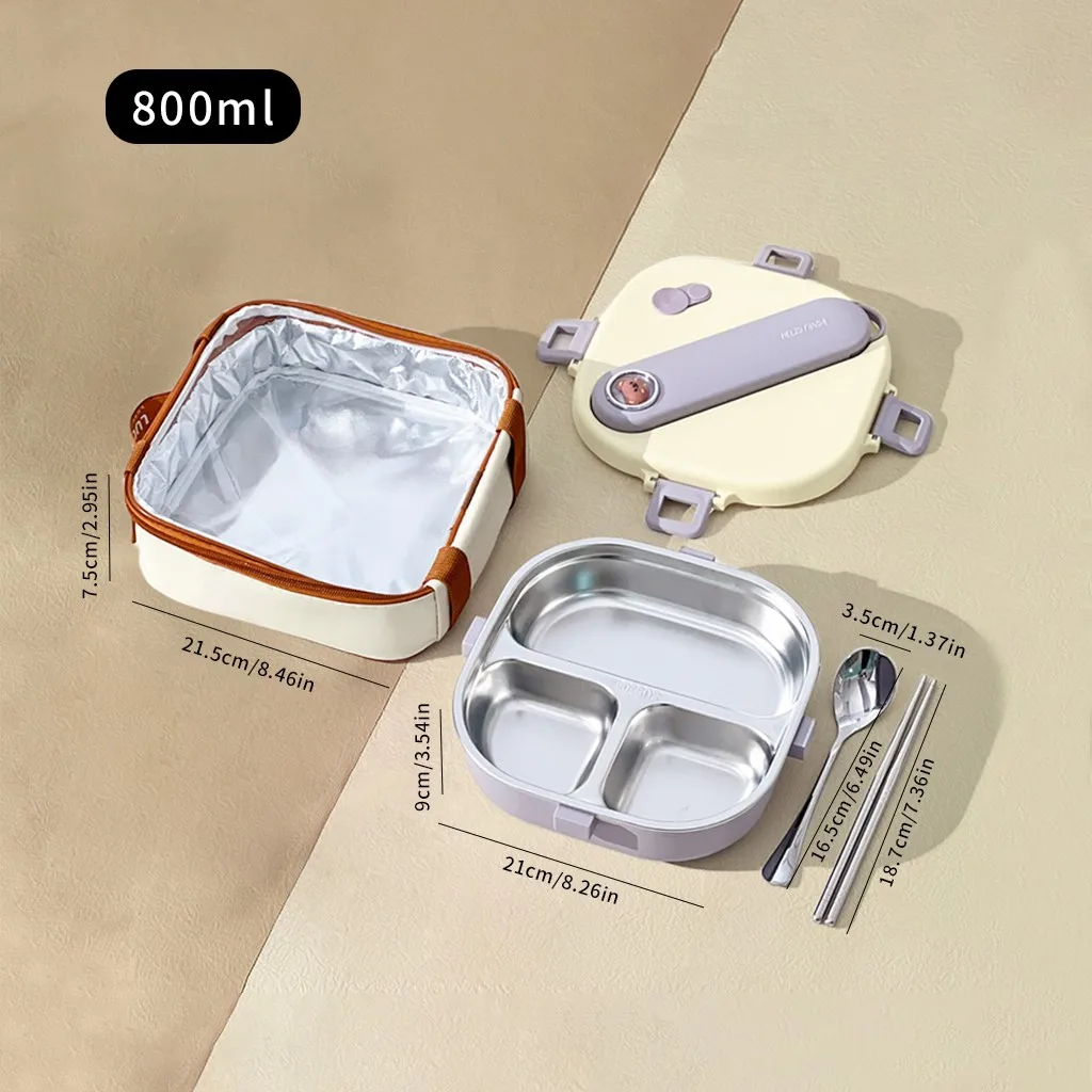 3/4 Vakken Draagbare Vierkante Lunchbox Met Bestek Capybara 304 RVS Gedeelde Lunchbox Voor Kinderen Studenten Verwarmbaar