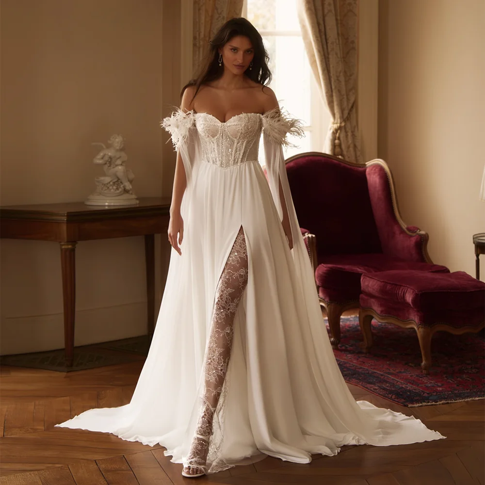 

Элегантные кружевные свадебные платья с аппликациями в форме сердца и длинными рукавами, свадебное платье, платья невесты по индивидуальному заказу