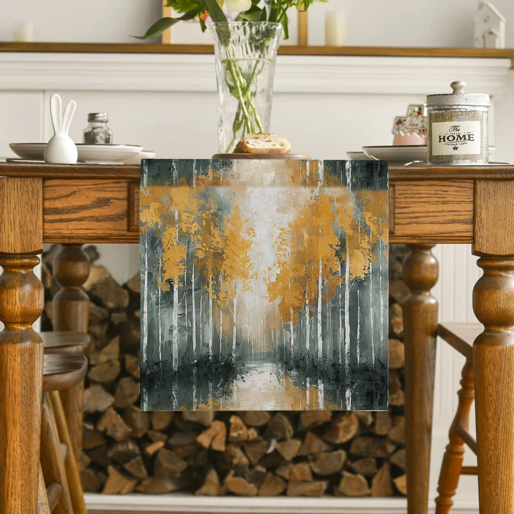 Autumn Watercolor Woods Table Runners Dresser Table Decor Farmhouse Dining Table Runner Holiday Party Decoration