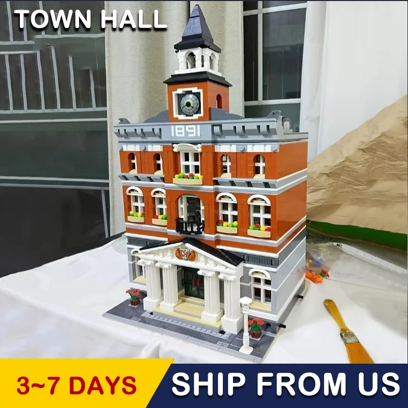 

Creative Expert ideas Town Hall Model Building Blocks set Street Views Compatible Architectural kids Gifts 2766pcs 10224 15003