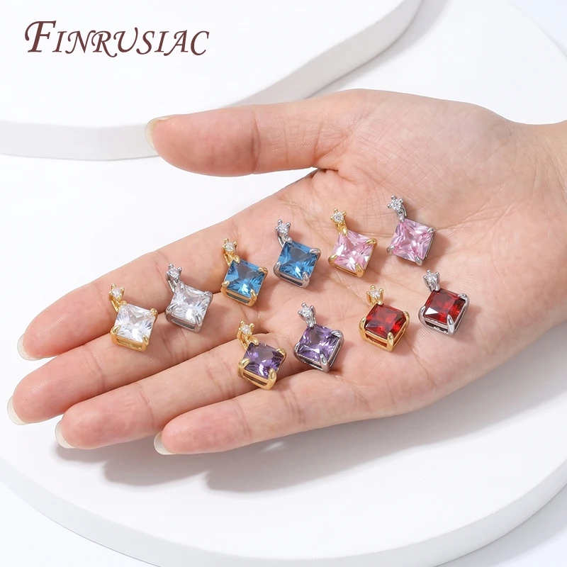 18K Gold Plated Cut CZ Charms Pendant Multicolor Birthstone Charm For Jewelry Making DIY Bracelet Necklace Earring Accessories