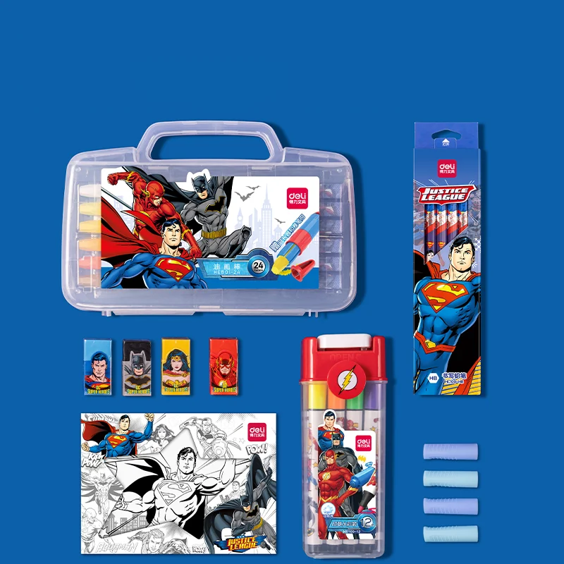 1Set 58Pcs HM950 Justice League DC Painting Set Drawing Stationery Fine Art Watercolor Pen Crayon Paintbrush Gift Box