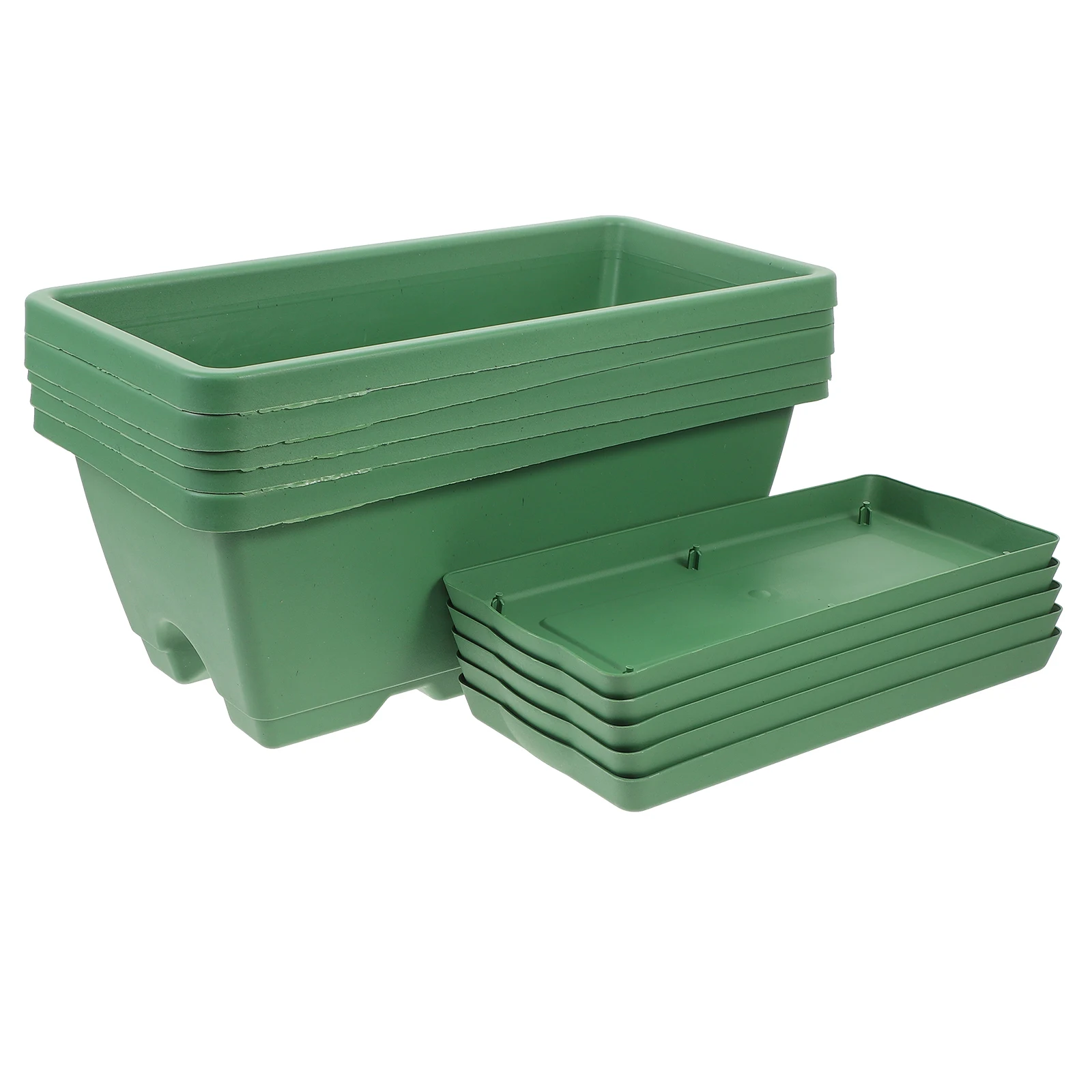 

5 Sets Planting Pots 35x17.5x14cm Green Vegetable Flowers Succulents Herbs Balcony Garden Outdoor Planter Boxes Plastic