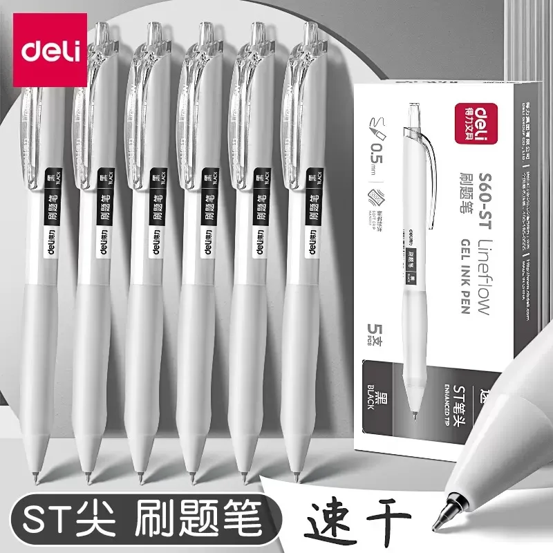 Deli Gel Pen Push Button Black Filled Gel Pen St Head 0.5mm School And Office Supplies Stationery Kawaii Accessories Stationery