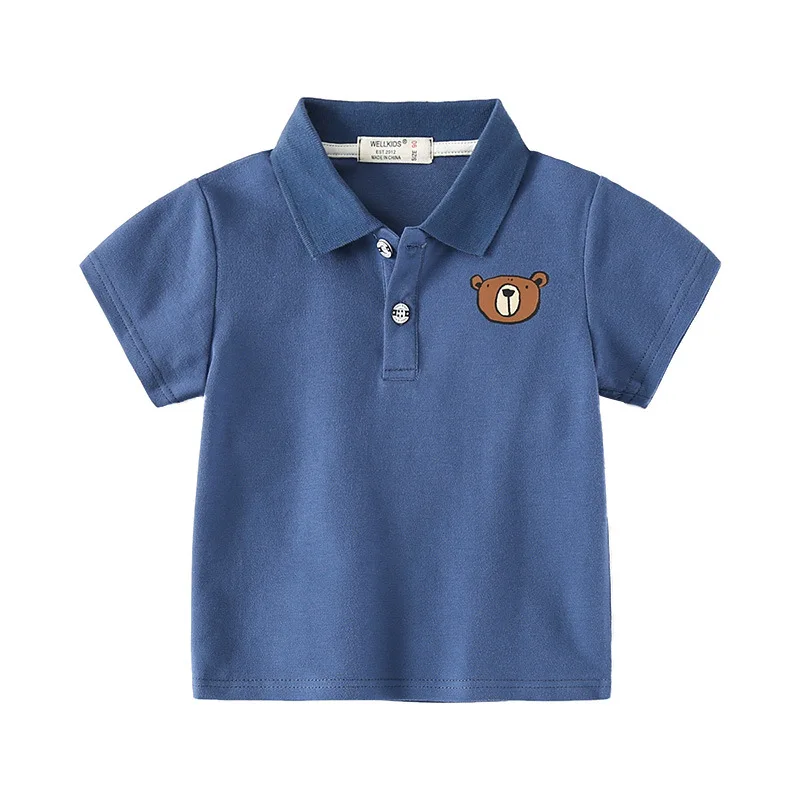 Bear Cotton Boys Polo T-shirts Fashion Toddler Tee Baby Shirt Children Jersey Kids Clothes